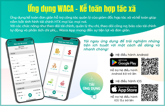 Thông báo ra mắt ứng dụng (app) kế toán hợp tác xã WACA